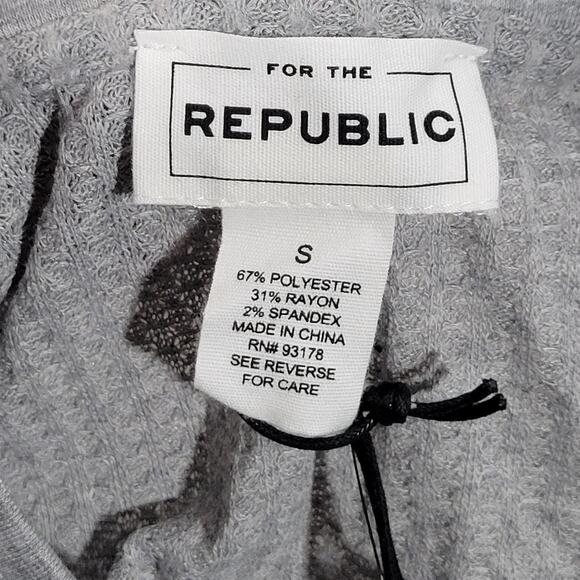 For the Republic Long Sleeve Waffle Top Grey S NWT - Picture 4 of 5